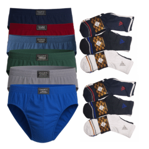 Combo X6 Slip Calzoncillos Hombre + 6 Pares De Medias 3/4