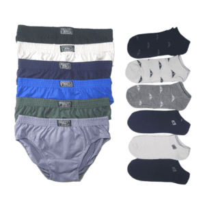 Combo X6 Slip Calzoncillos Hombre + 6 Pares Medias Invisible