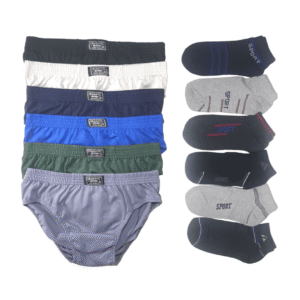 Combo X6 Slip Calzoncillos Hombre + 6 Pares Medias Soquetes