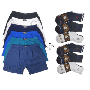 Pack X6 Boxer Combo Talle Especial + 6 Medias 3/4 Hombre