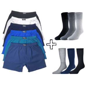 Combo Talle Especial Pack X6 Boxer + 6 Medias Largas Hombre