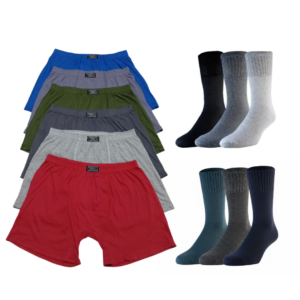 Combo Talle Especial Pack X6 Boxer + 6 Medias Largas Hombre