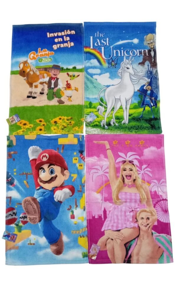 Pack X12 Toalla Mano Jardin Individual Personajes Infantil - Imagen 4