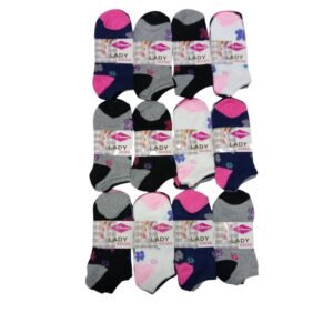 Pack X12 Medias Dama Soquetes Mujer Invisible Estampa